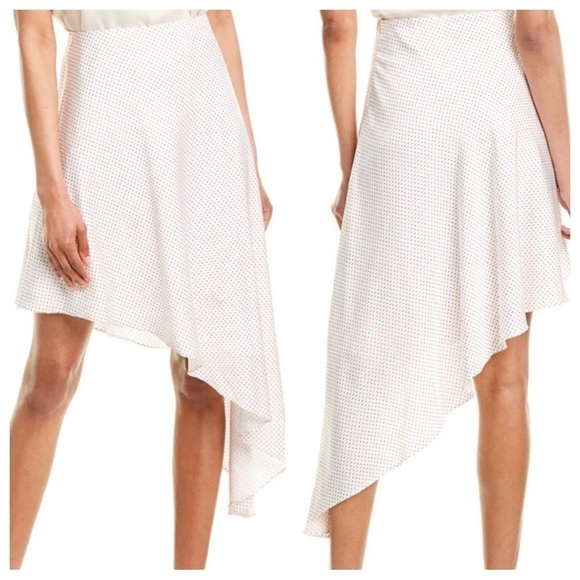 Alexis red dotted asymmetric Kadir skirt sz small silky flowy Revolve - Picture 3 of 15